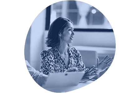 Lady giving financial information